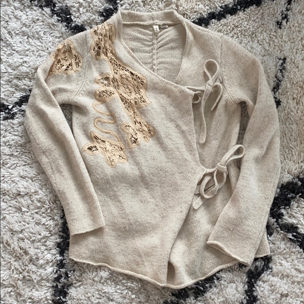 Anthropologie Moth Lace Wrap Cardigan